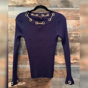 Fontana Navy Sweater Gold Accents